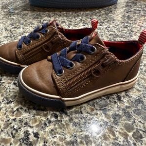 Cat & Jack Brown Sneakers with Navy Laces size 6 boys